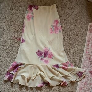 Floral Cream and Pink Women's Skirt